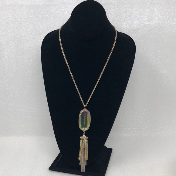 Kendra Scott Necklace Iridescent Tassel Gold Tone Long - Picture 2 of 12